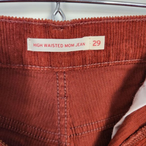 NWOT Levi's High Waisted Mom Jeans Corduroy - Burnt Orange Rust Color size 29 - Picture 6 of 10